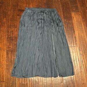 J. Crew maxi skirt in a grayish navy colorway elastic waist side slit size 12